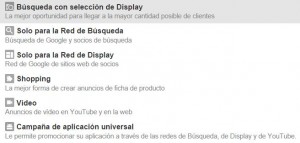 tipos campañas adwords