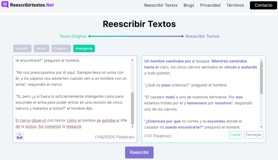 resultados reescribir textos