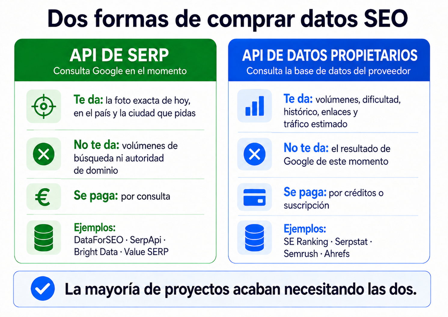 Diferencias entre una API de SERP y una API de datos SEO propietarios